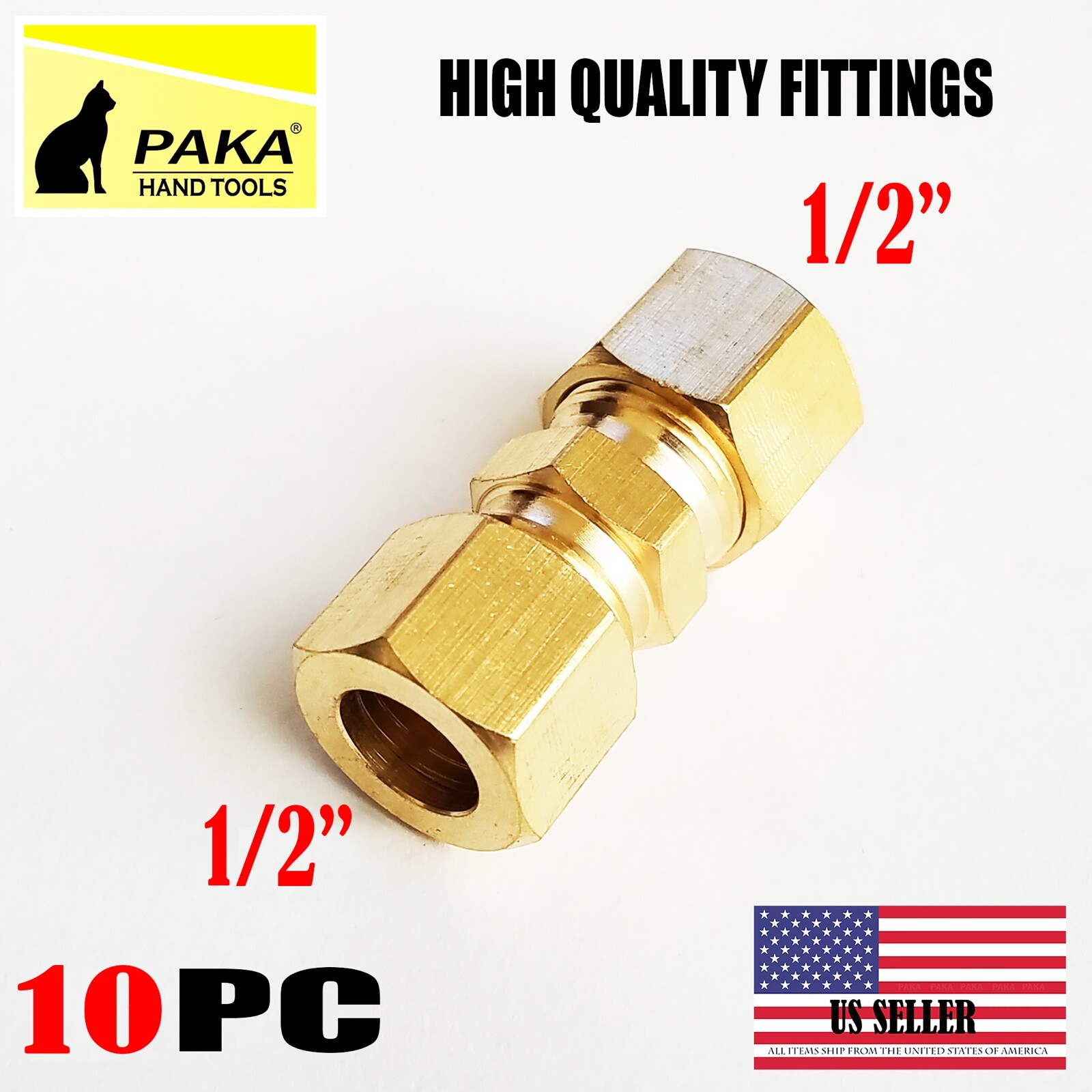 10 PC High Quality 1/2″ BRASS COMPRESSION FITTINGS