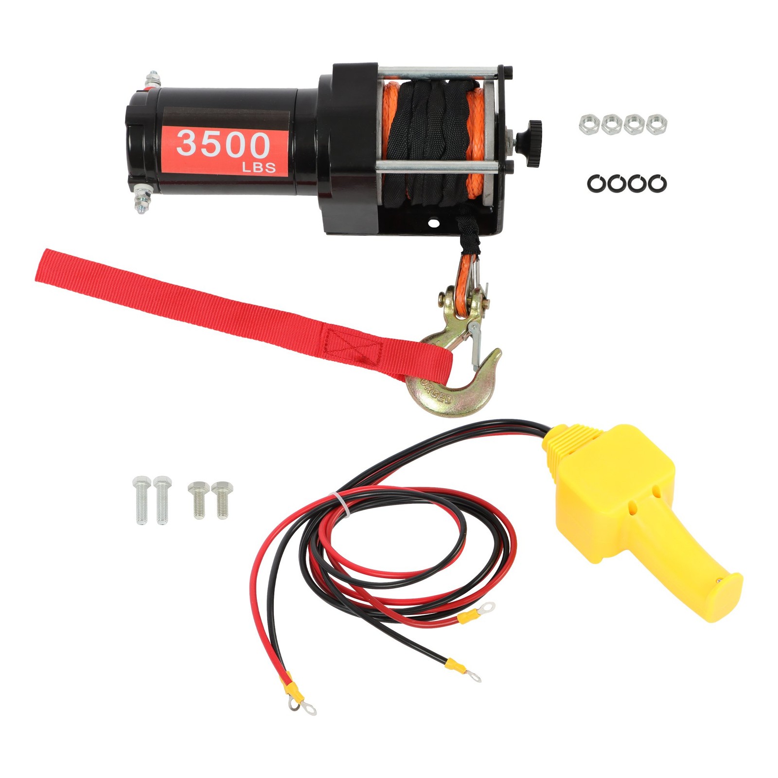 3500lbs Electric Winch 12VDC/1.5HP Copper Motor With 3/16″ x 39′ Synthetic Rope