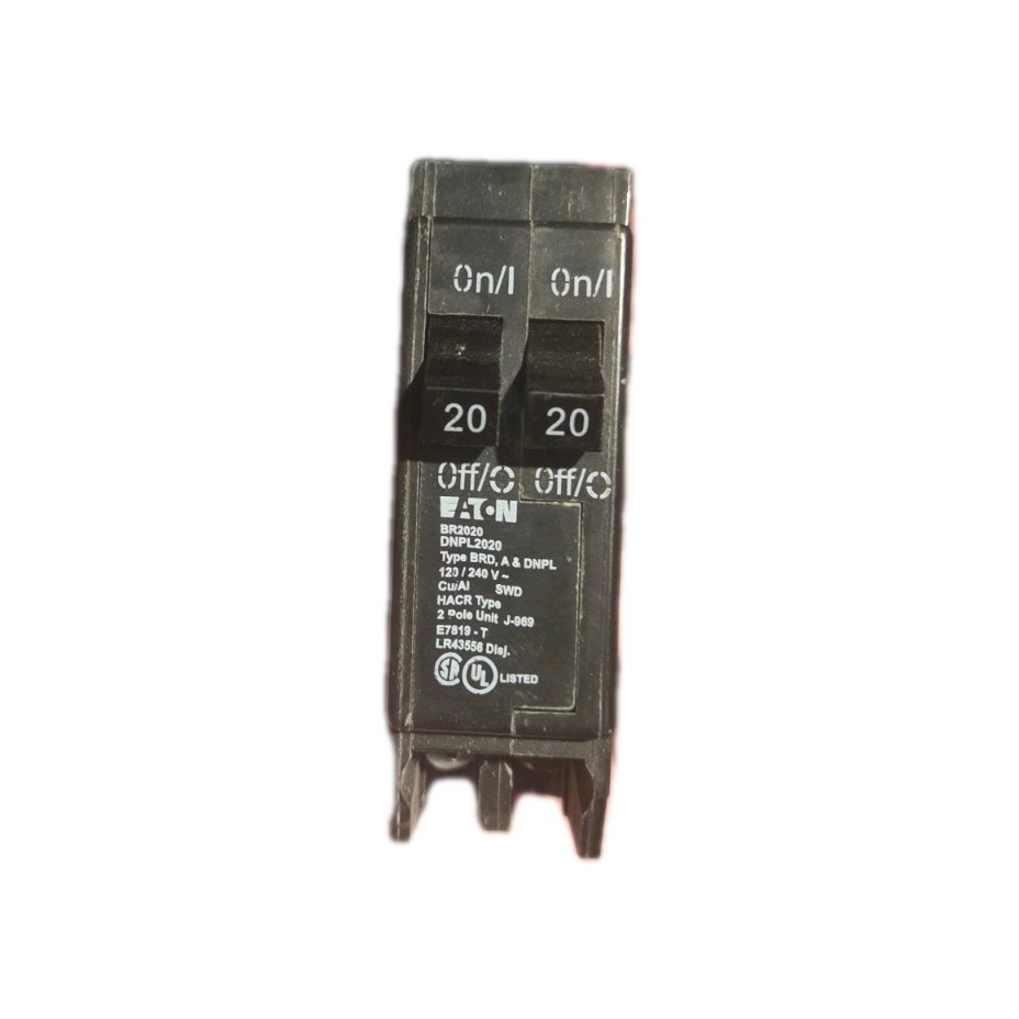 Eaton BR2020 Tandem Circuit Breaker 20A 120/240V HACR Type Plug-In Great Deal