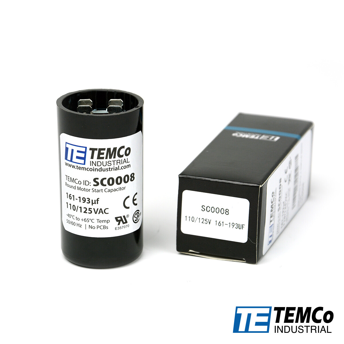 TEMCo 161-193 uf/MFD 110-125 VAC volts Round Start Capacitor 50/60 Hz -Lot-1