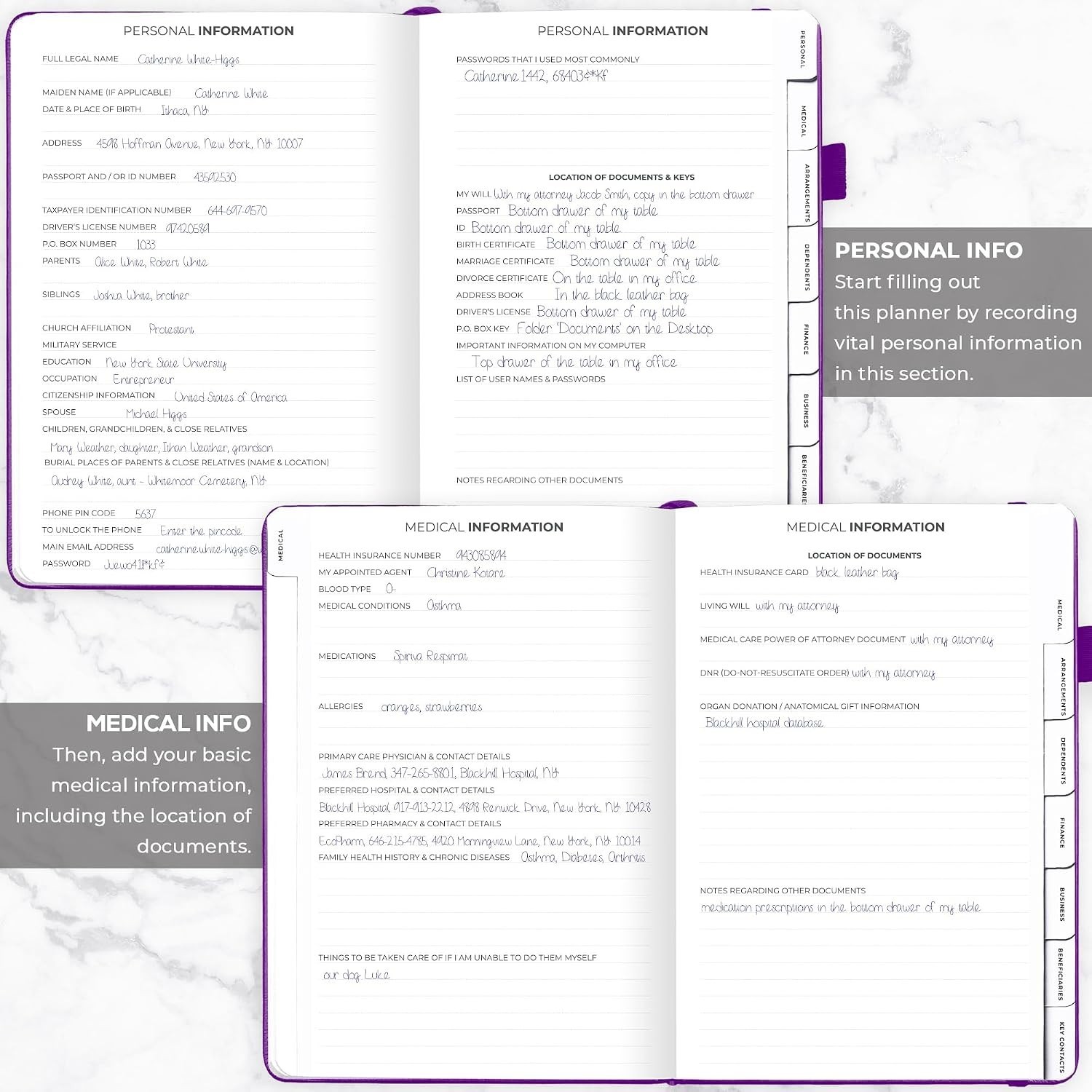 End of Life Planner 8.5”x11” in Purple | Comprehensive Final Arrangements Binder