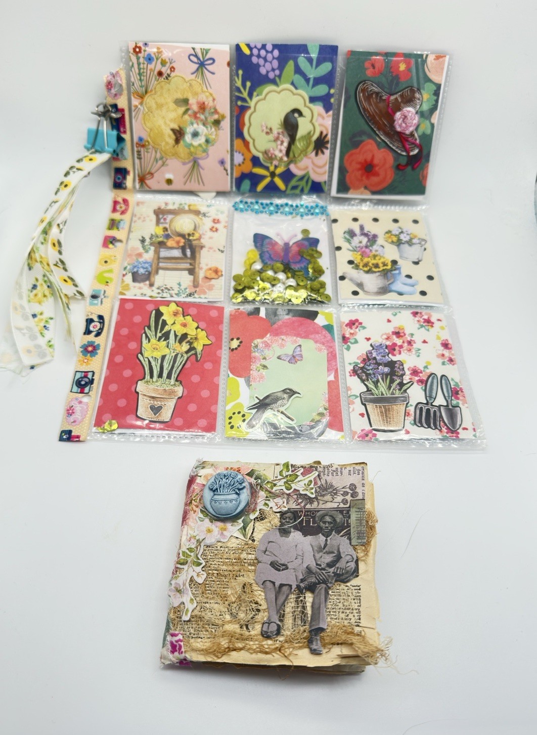 Junk Journal Small 4×4 With Coffee Dyed Paper Plus Pocket Letter All Handmade