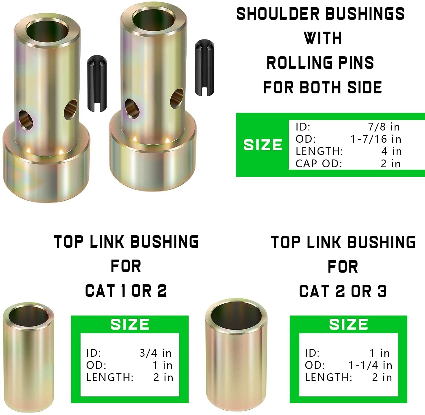 Cat 1 Quick Hitch Adapter Bushing Kit Fits Category 1 3-Point Hitch TK95029