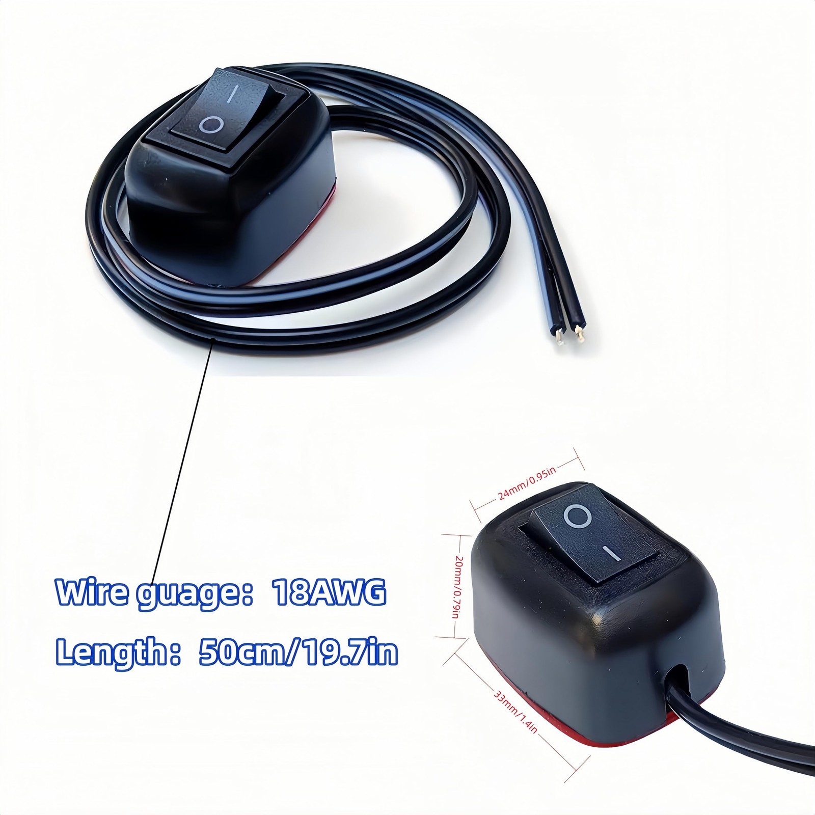 12V SPST Paste Type Car Rocker Switch ON/Off Surface Mount Prewired 2 PCS