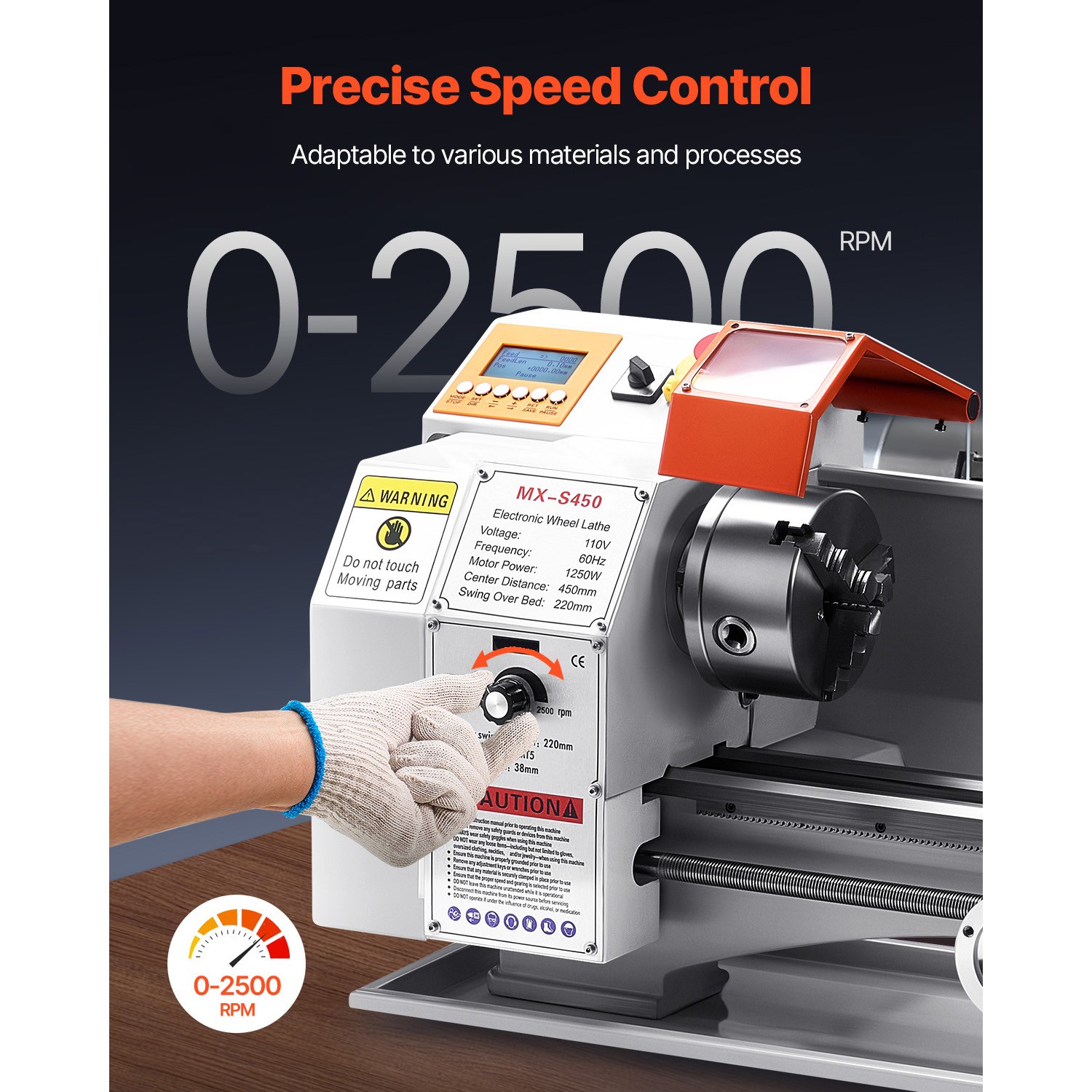 Metal Lathe Machine 8.7 x 18 in Precision Bench Power Metal Lathe Automatic Feed