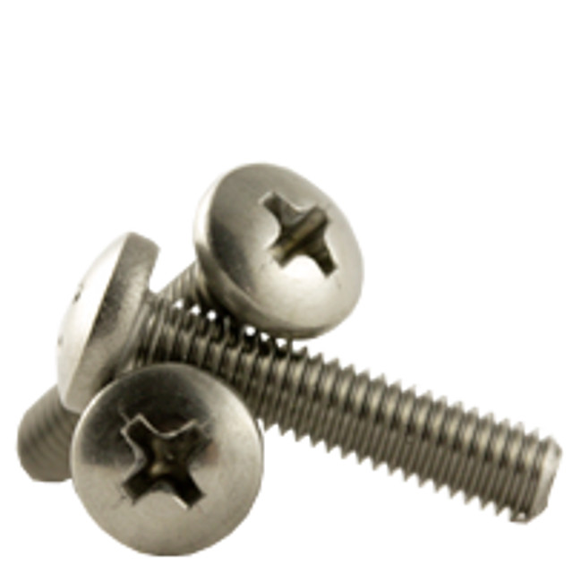 #12-24 x 4″ Machine Screws, Phillips Pan Head, 18-8 SS A2, FT, Coarse, Qty 25