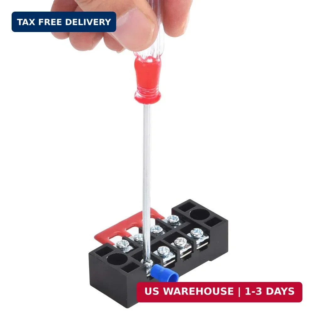 73Pcs(6Sets) Terminal Block Set, 6Pcs 4 Positions 600V 15A Dual Row Screw Termin