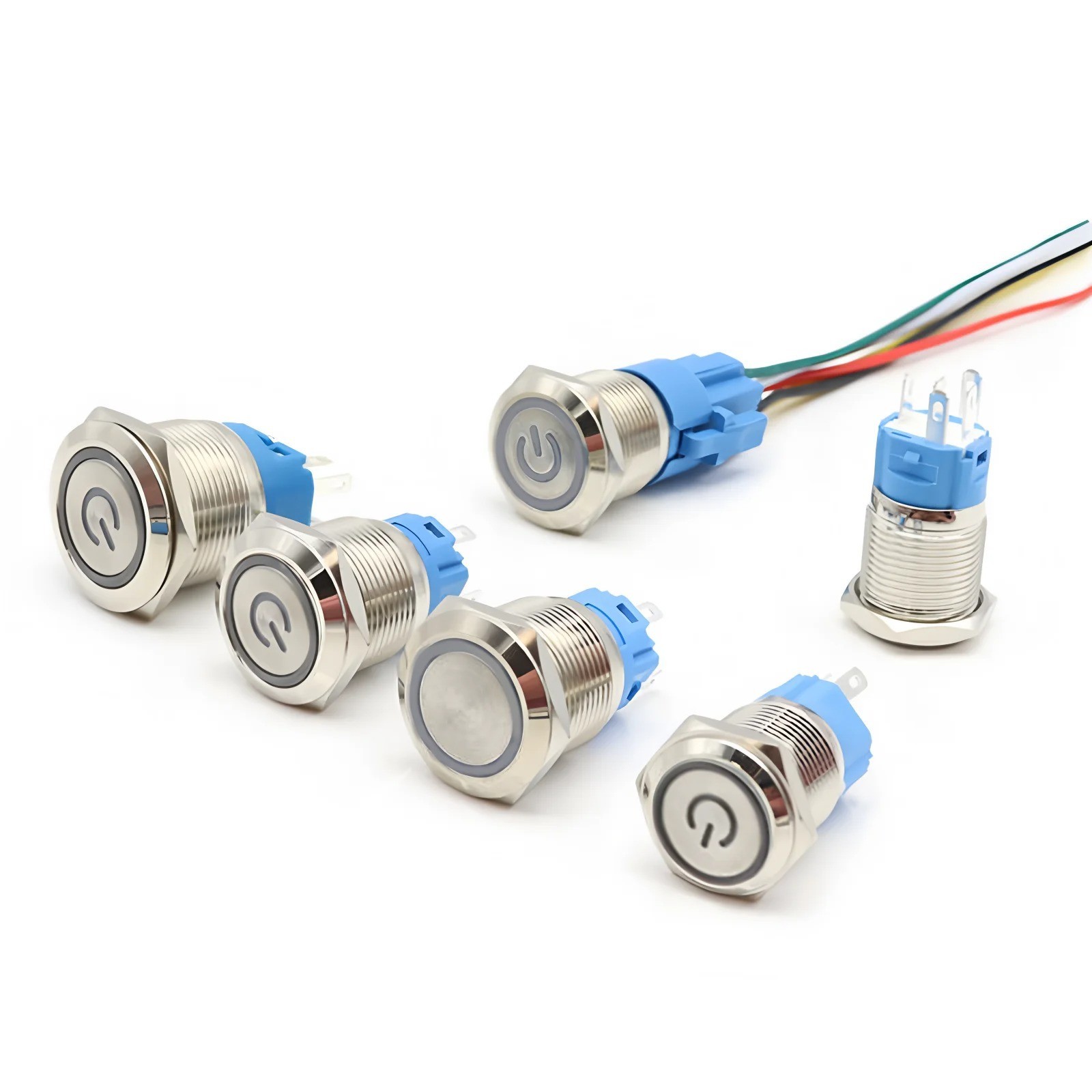 19mm 12V LED ON OFF Push Button Power Switch Latching with Wire Socket Harness