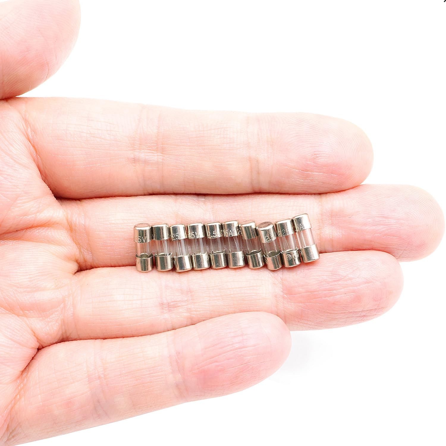 SIXQJZML 10 Pack F2.5AL Fast-Blow Mini Fuse 2.5A 2.5amp 125V Glass Fuses