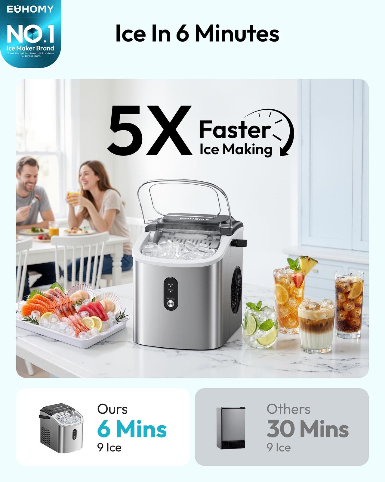 Ice Maker Countertop, Portable Ice Machine with Carry Handle, 26.5lbs Per Day…