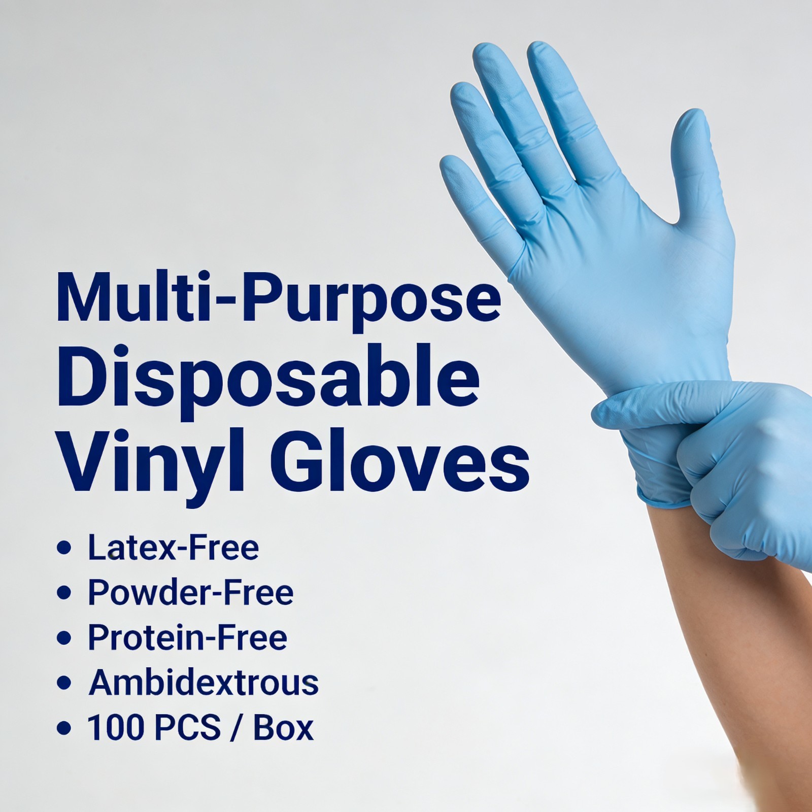 Blue Vinyl Synmax Exam Gloves Latex Free Powder Free Disposable Gloves 100pcs