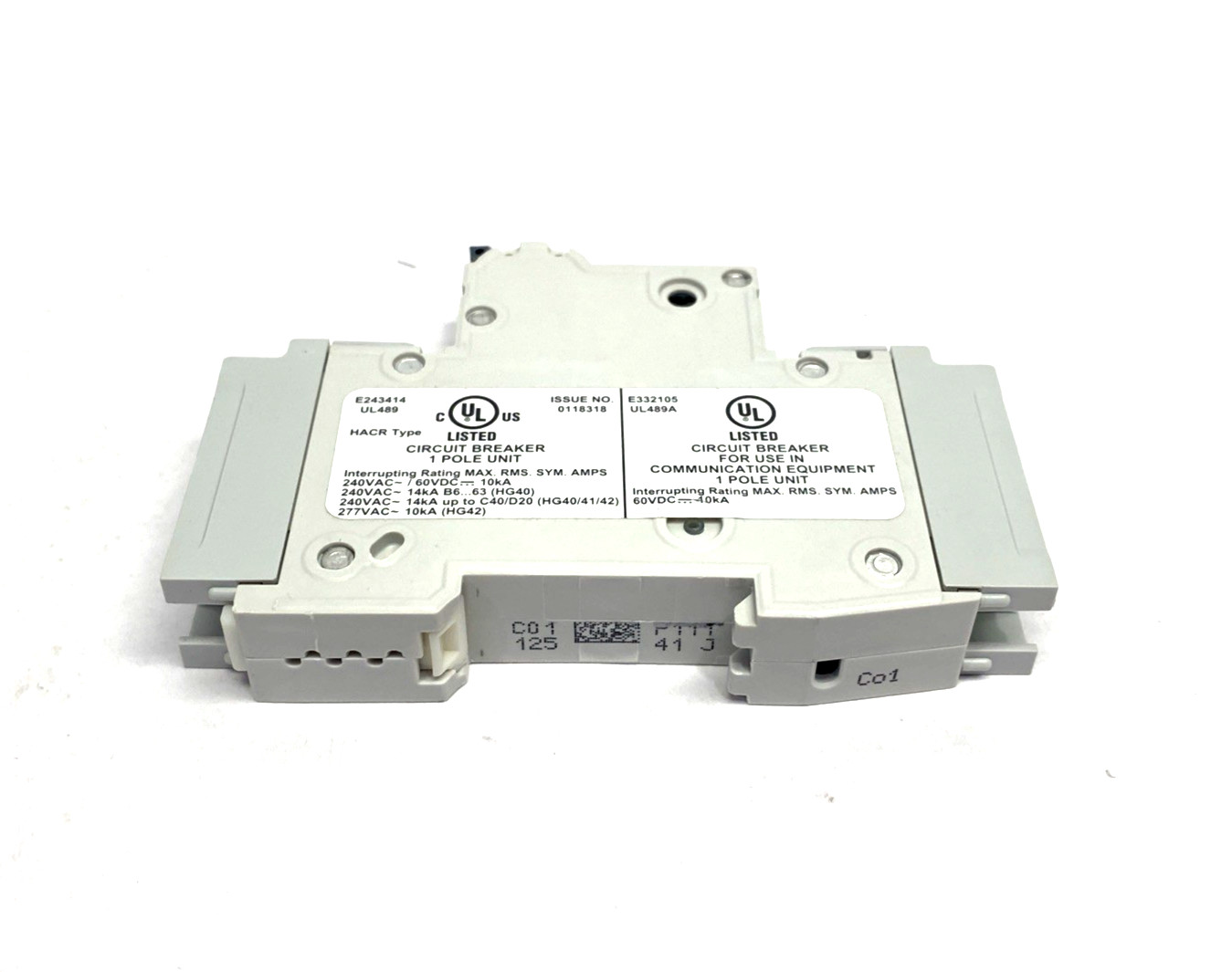 Siemens 5SJ4101-7HG41 Miniature Circuit Breaker 240V 14kA, 1-Pole, C-Trip, 1A