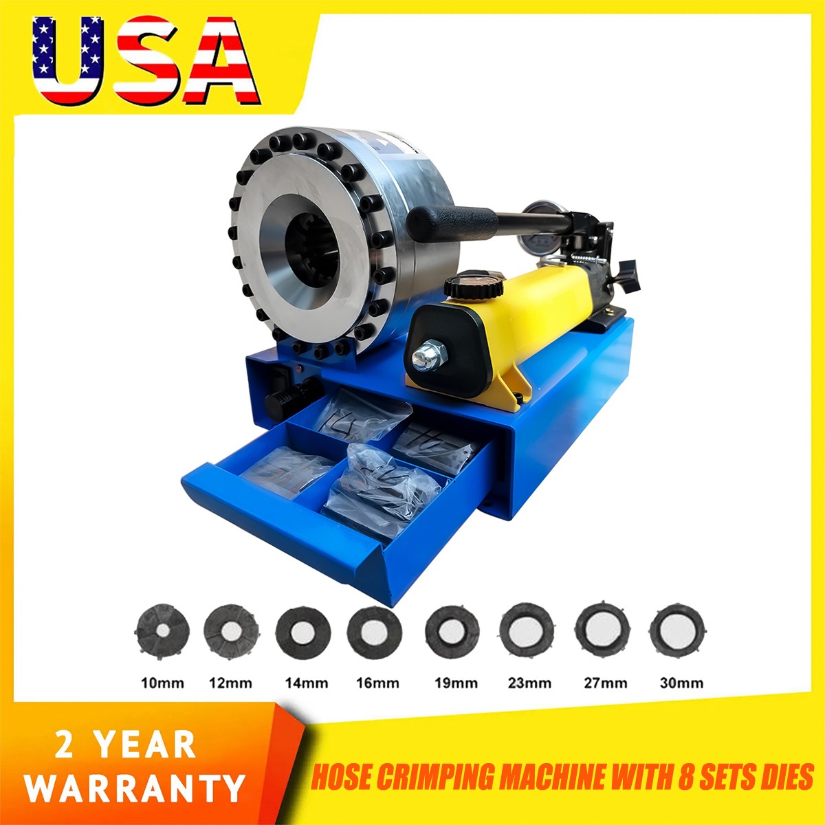 Hydraulic Hose Crimper Pipe Clamping Machine With 8 Sets Dies 10mm-31mm 5600KN