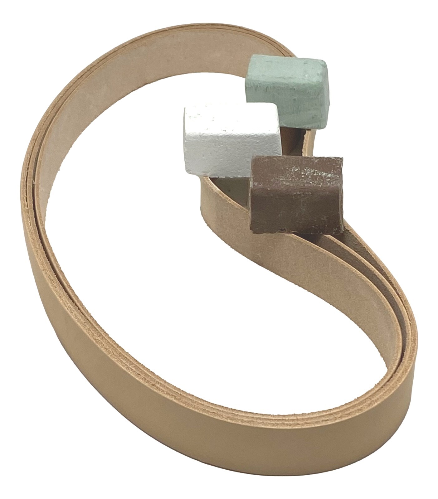 3 Pack of 1×30 Leather Honing Belts – Green, White, Brown Compounds Included