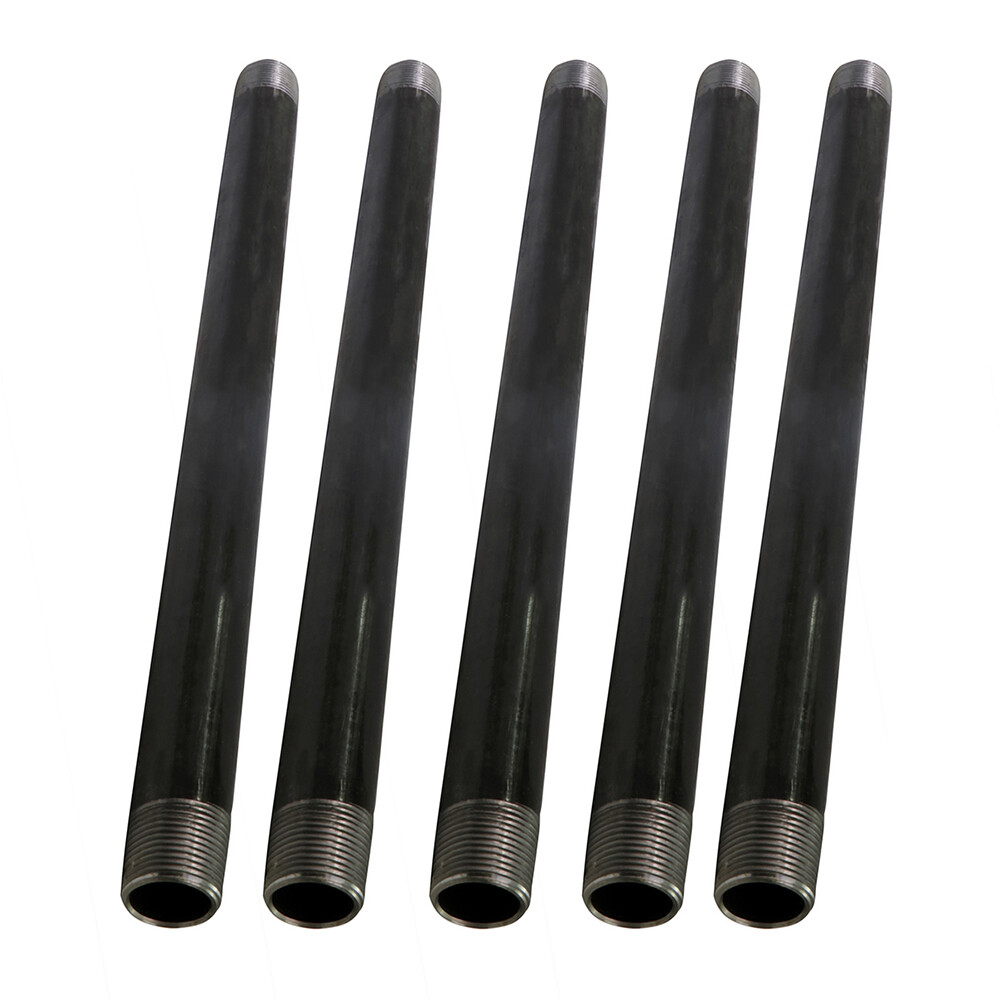 1/2in Pre Cut Black Steel Pipe Nipple Pipe Fitting Lot of 5 18in-72in Long USA