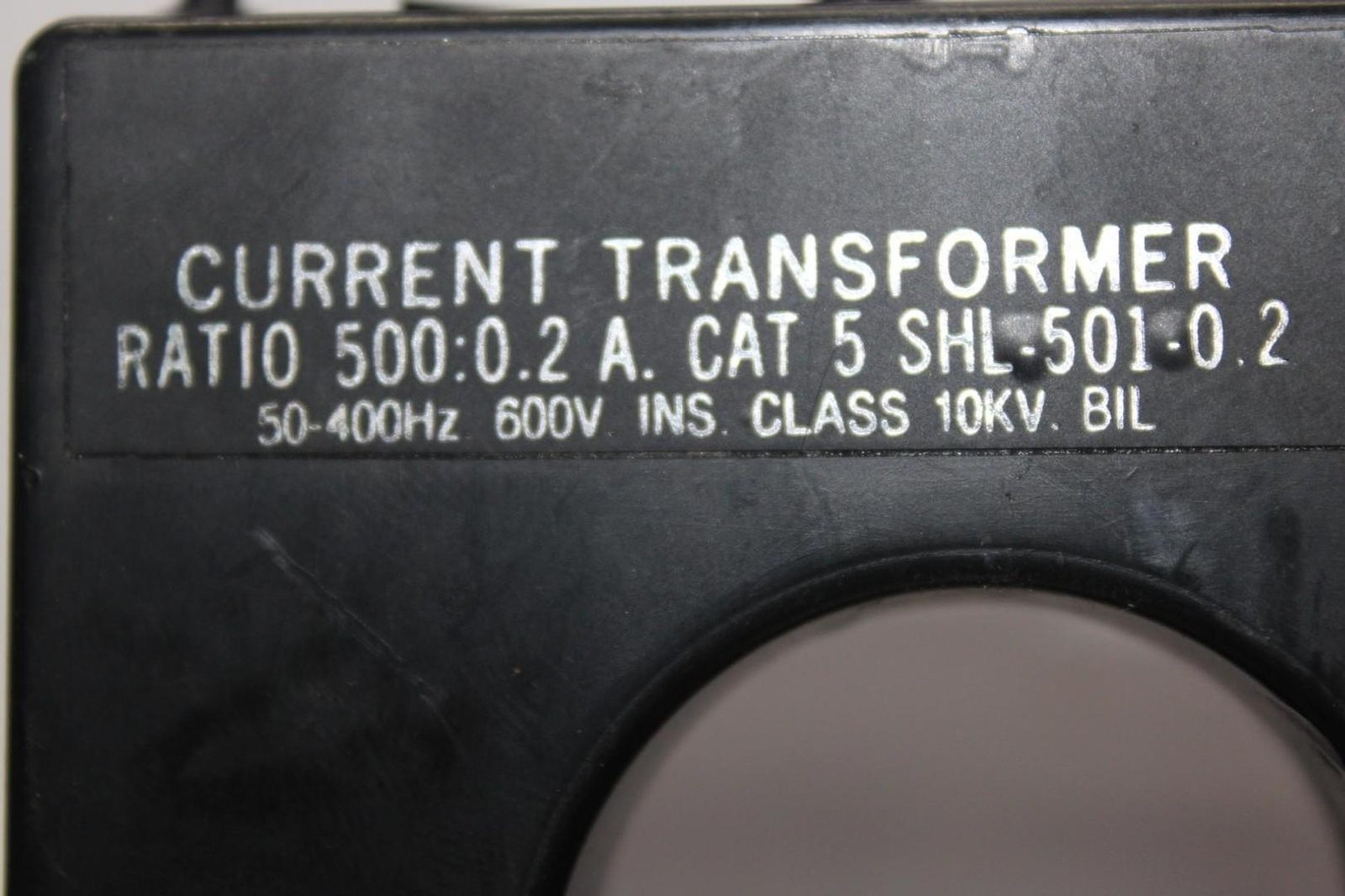INSTRUMENT TRANSFORMER CURRENT TRANSFORMER 5-SHL-501-0.2 50-400 HZ 500:0.2