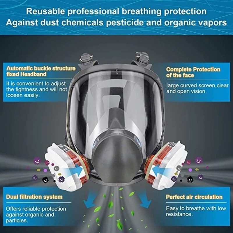 Full Face Gas Mask Painting Spraying Respirator w/Filters for 6800 Facepiece