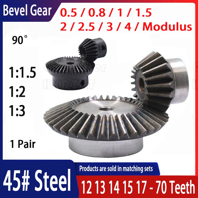 0.5/0.8/1/1.5 – 4 Mod Bevel Gear 10-70 Teeth Transmission Gears Bevel Teeth 90°