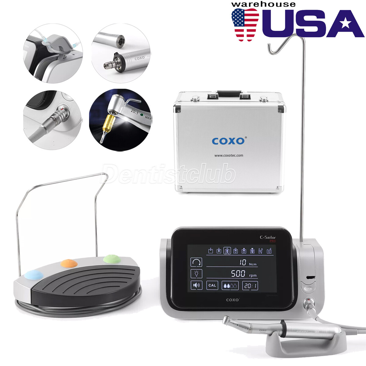 COXO Dental Surgical LED Implant Motor System 20:1 Handpiece/ Irrigation Tubes