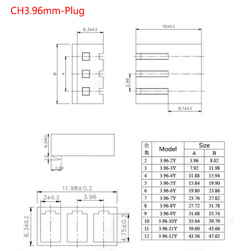CH3.96mm Electrical Plug Connector Crimps Wired-10cm/20cm/30cm PCB Board Arduino