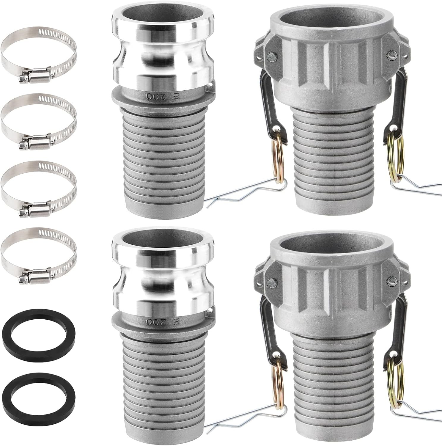 2 Sets Aluminum Camlock Fittings Type C&E 2 Inch Cam and Groove Hose Fitting A++