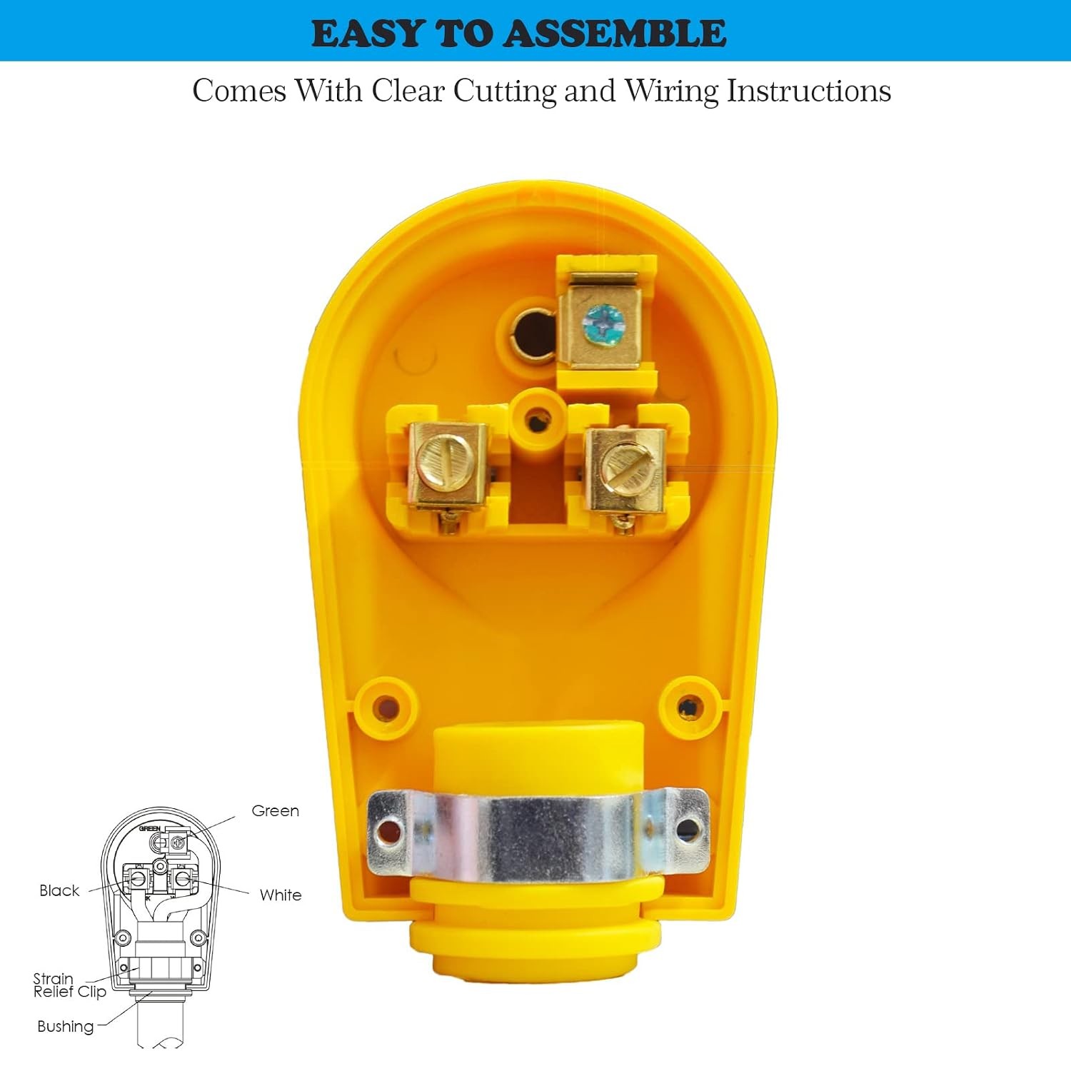 Welder Plug 50 Amp NEMA 6-50P Replacement Male Plug Heavy Duty Yellow ETL Listed