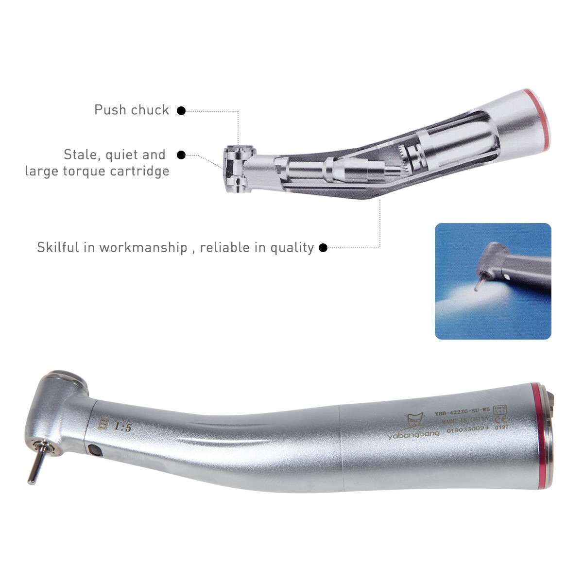 Dental Hygiene Prophy Handpiece Air Motor 4 Holes 4:1 Reduction 360 ° Swivel