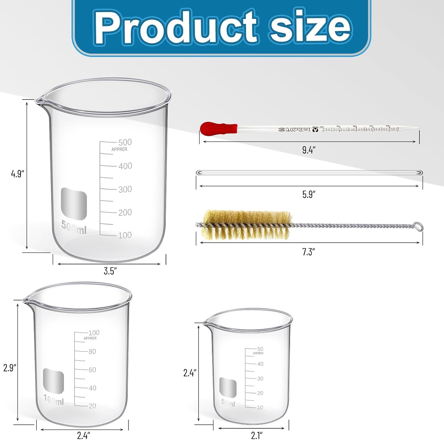 14Pcs Lab Flask Glass Measuring Glass Set: Beakers & Cylinders Lab Drying Rack