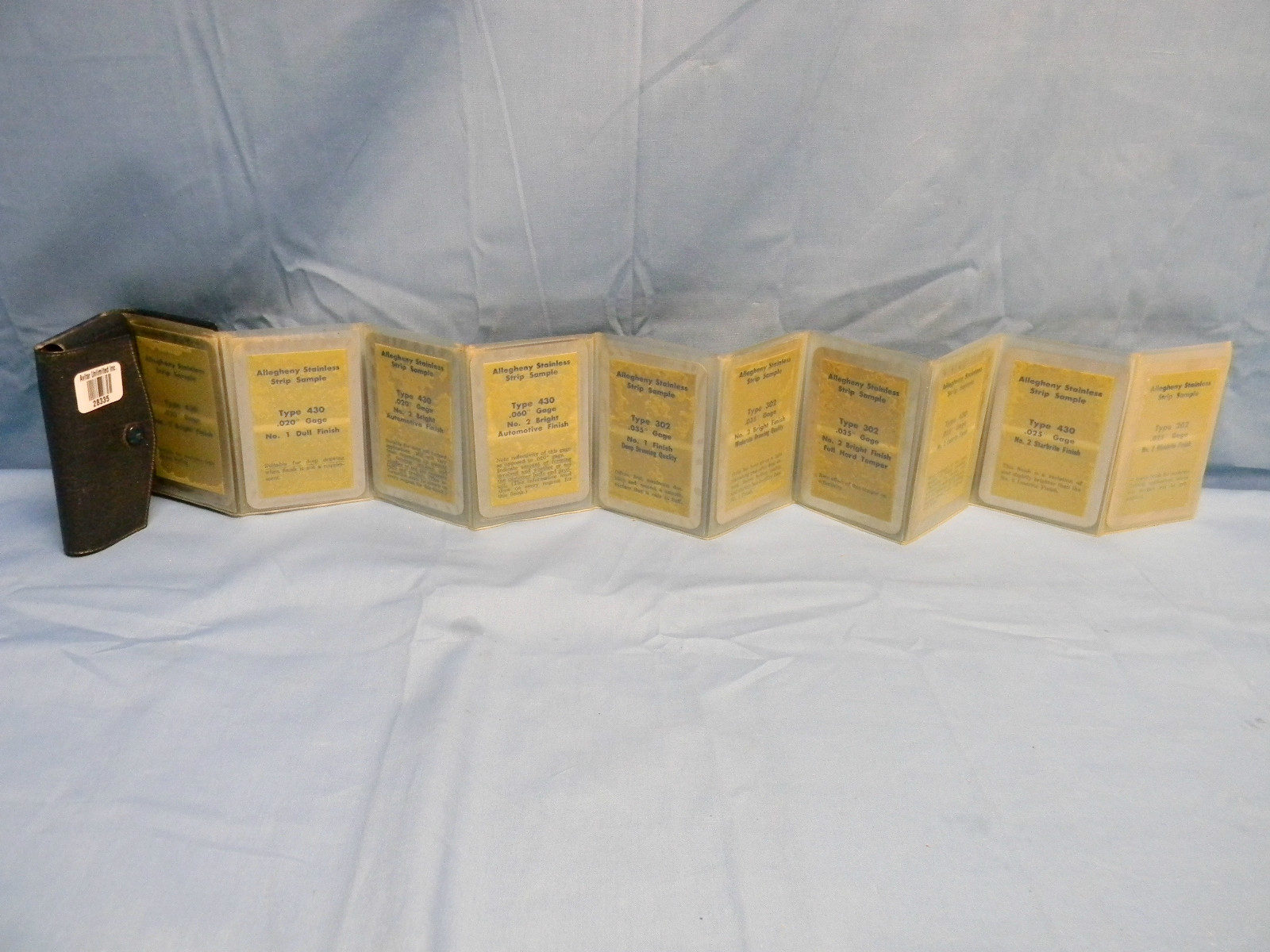 10-each Allegheny Ludlum Stainless Strip Mill Finish Samples Type 430, 302, 202