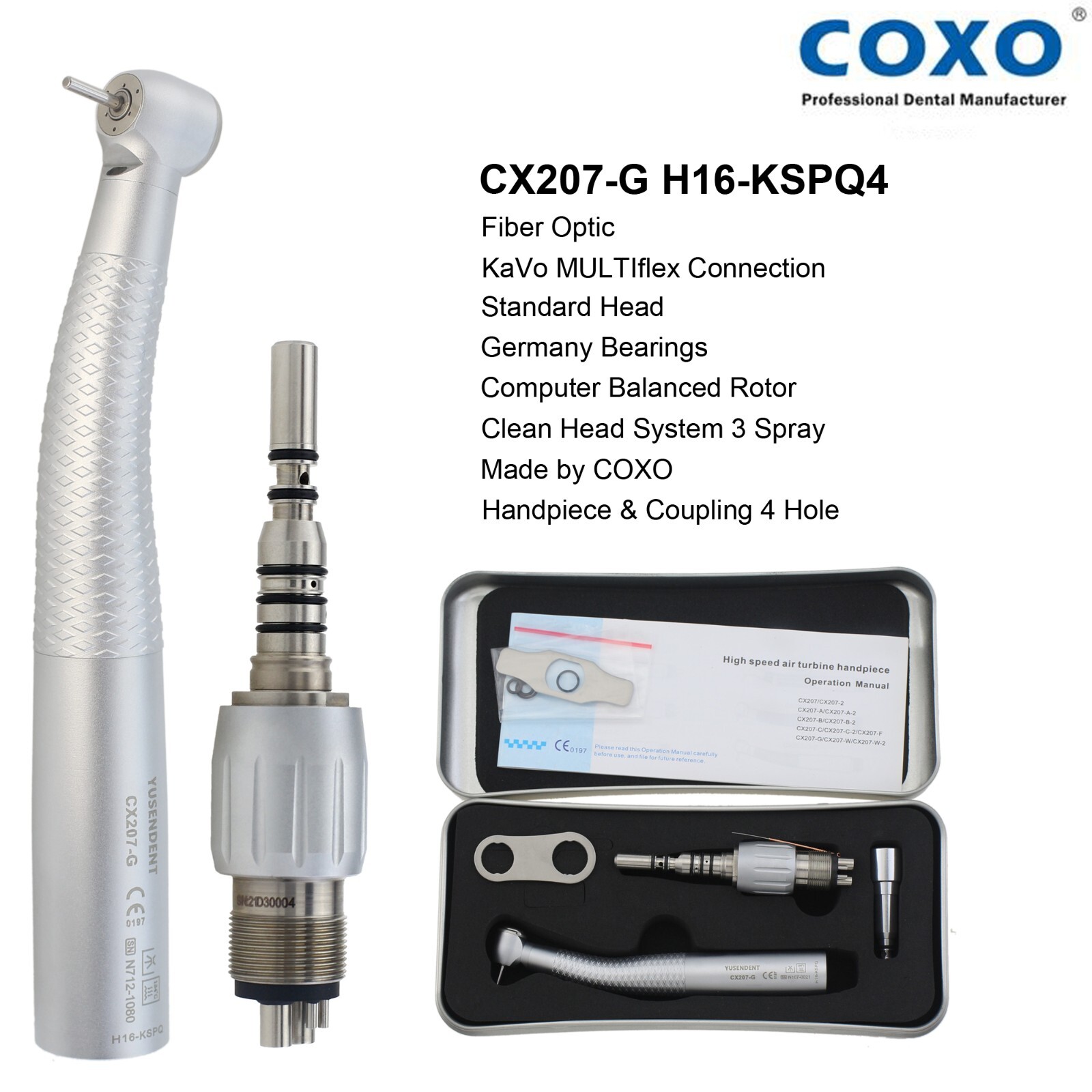 COXO Dental Turbine High Speed Handpiece Fiber Optic Mini KAVO Multiflex Coupler