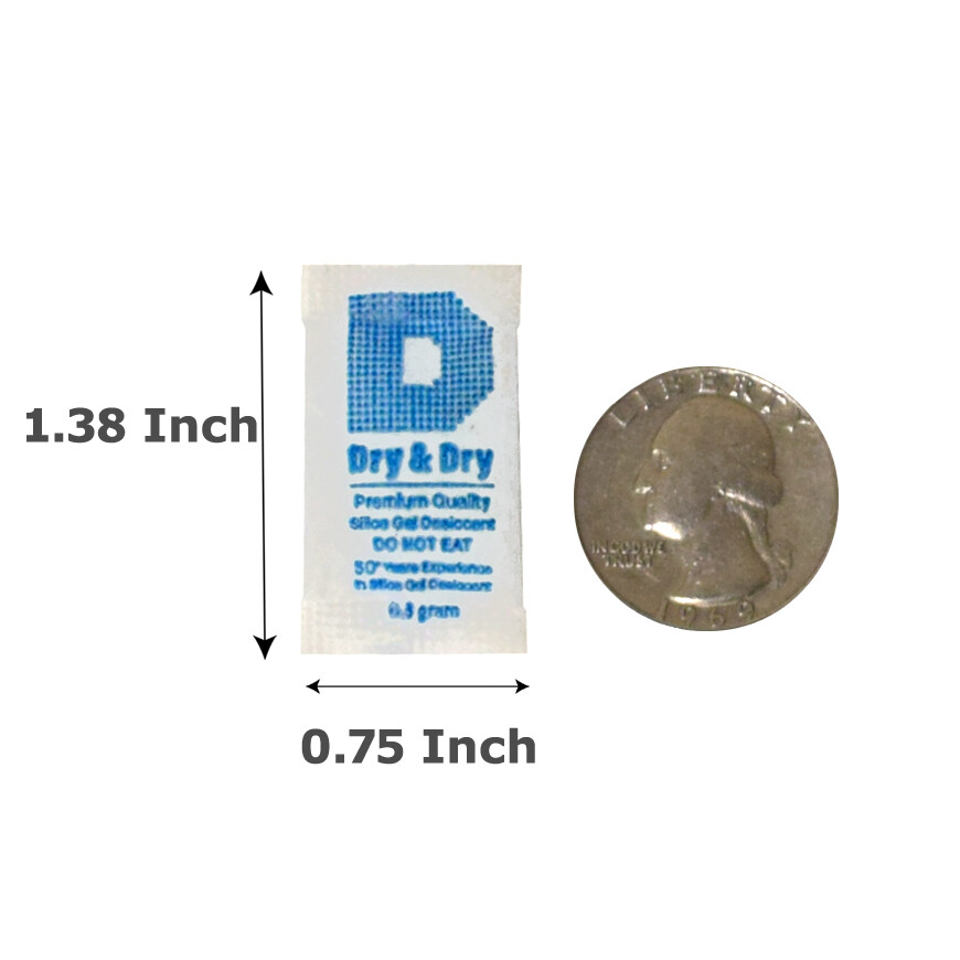 0.5(Half) gram X 5000 PK “Dry & Dry” Premium Silica Gel Packets – FDA Compliant
