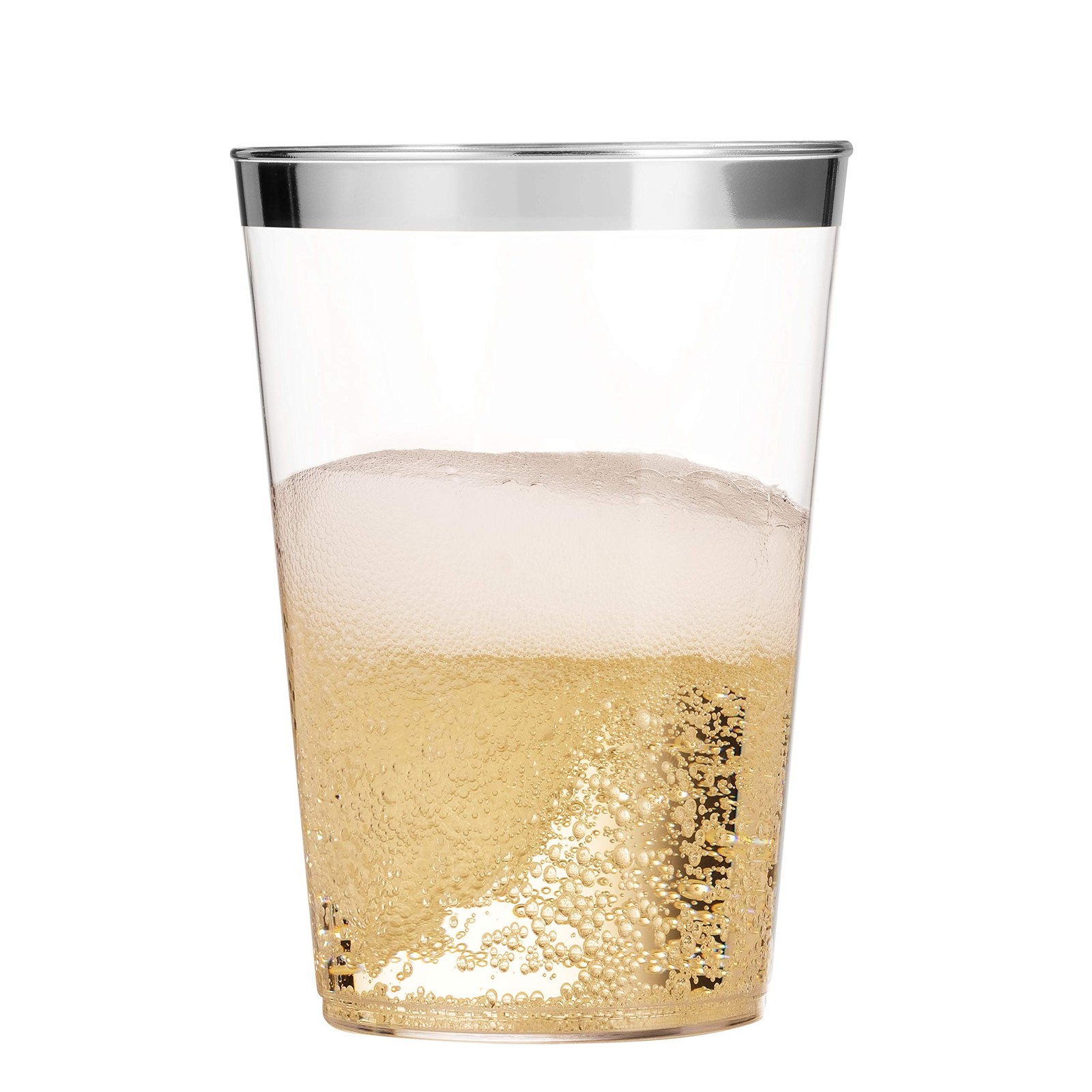 100 Silver Plastic Tumblers – 16 Oz Clear, Elegant Wedding & Party Cups with …