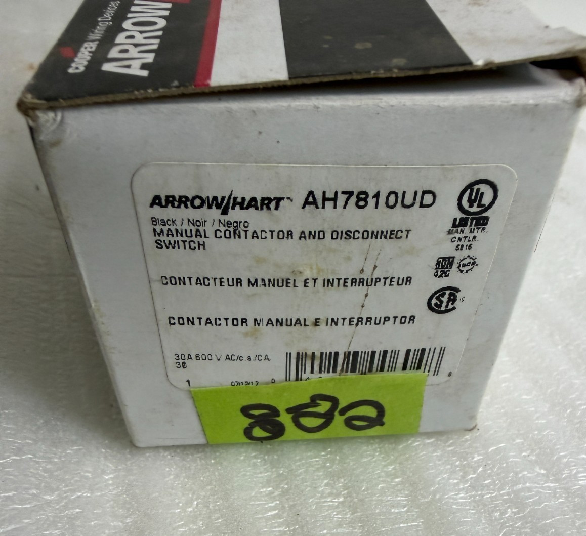 Arrow Hart Manual Contactor/ Disconnect Switch AH7810UD New