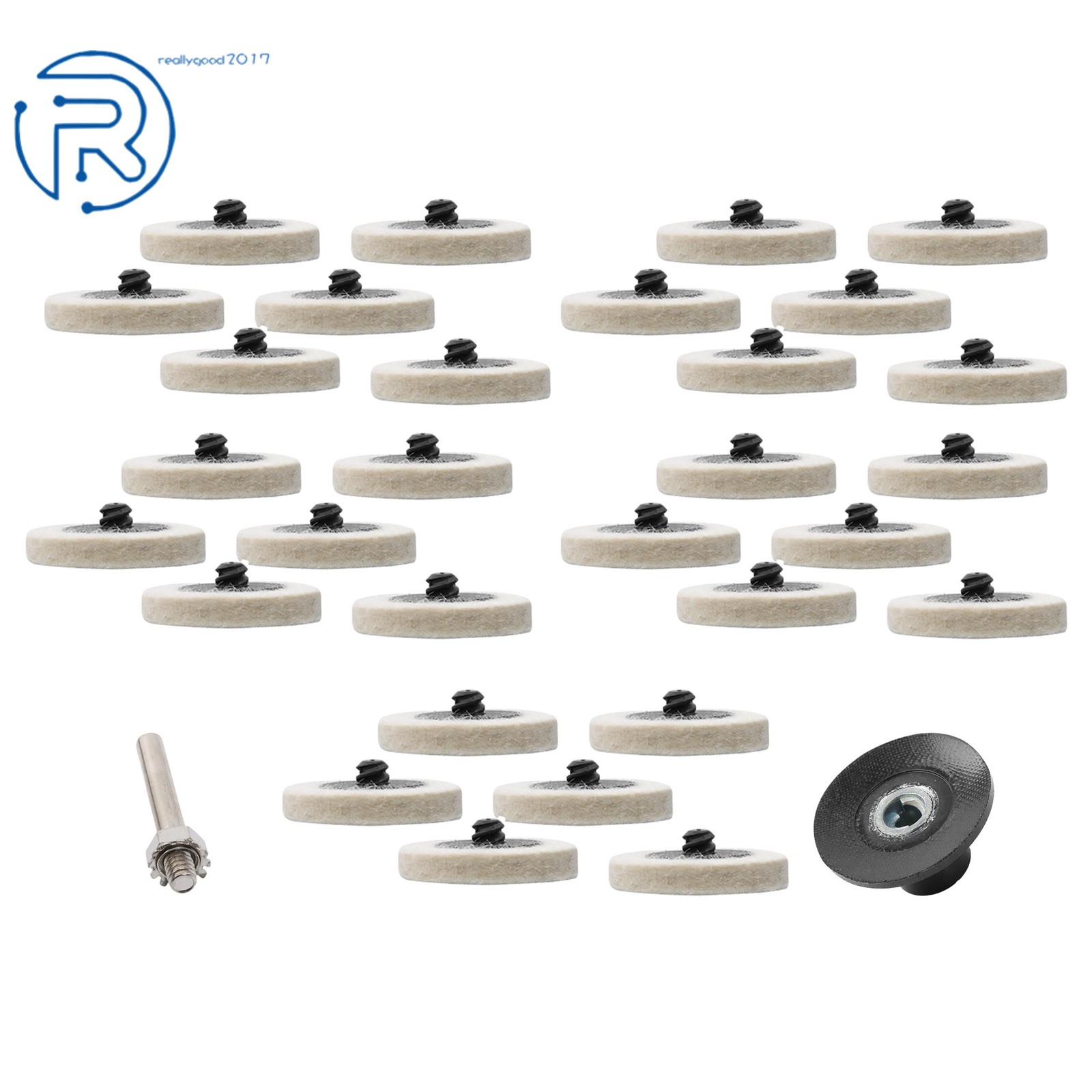 30Pcs 2″ Compressed Wool Polishing Buffing Pads w/ 1/4″ Shank for Sanding