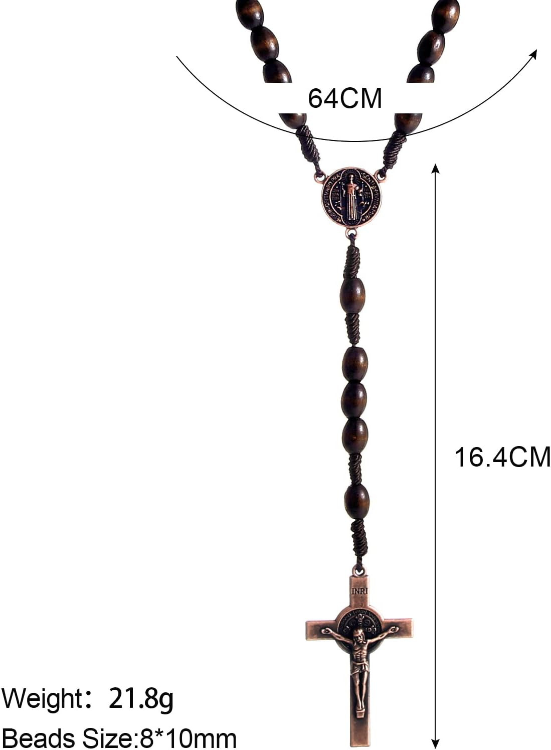 Catholic Rosary Beads for Men Holy Prayer Beads Rosary Necklace with Crucifix Cr