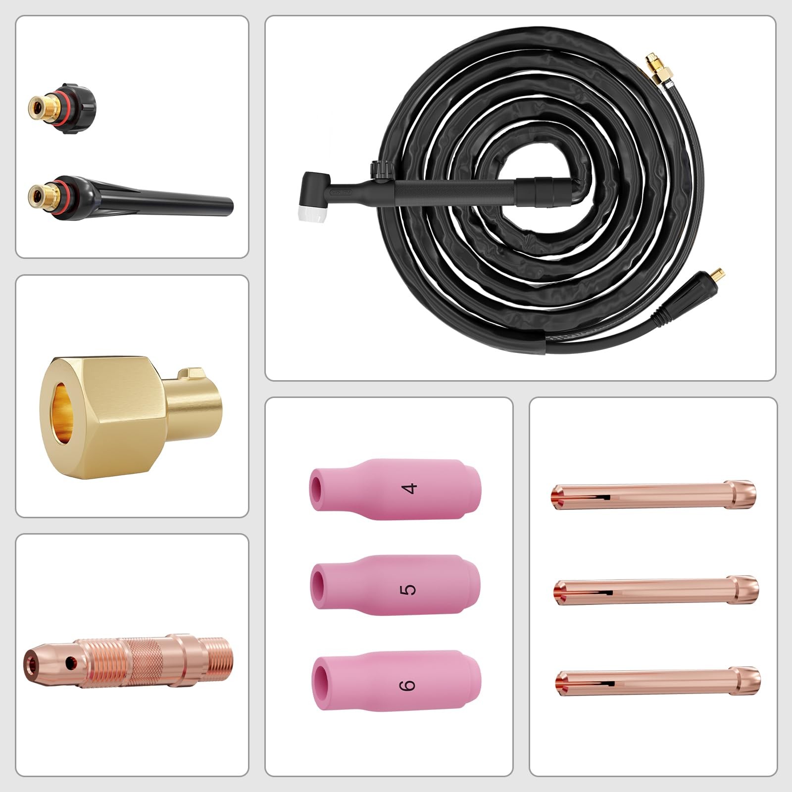 TIG Welding Torch WP-17V, Air-Cooled Lift TIG Torch with 10-25mm² Connector