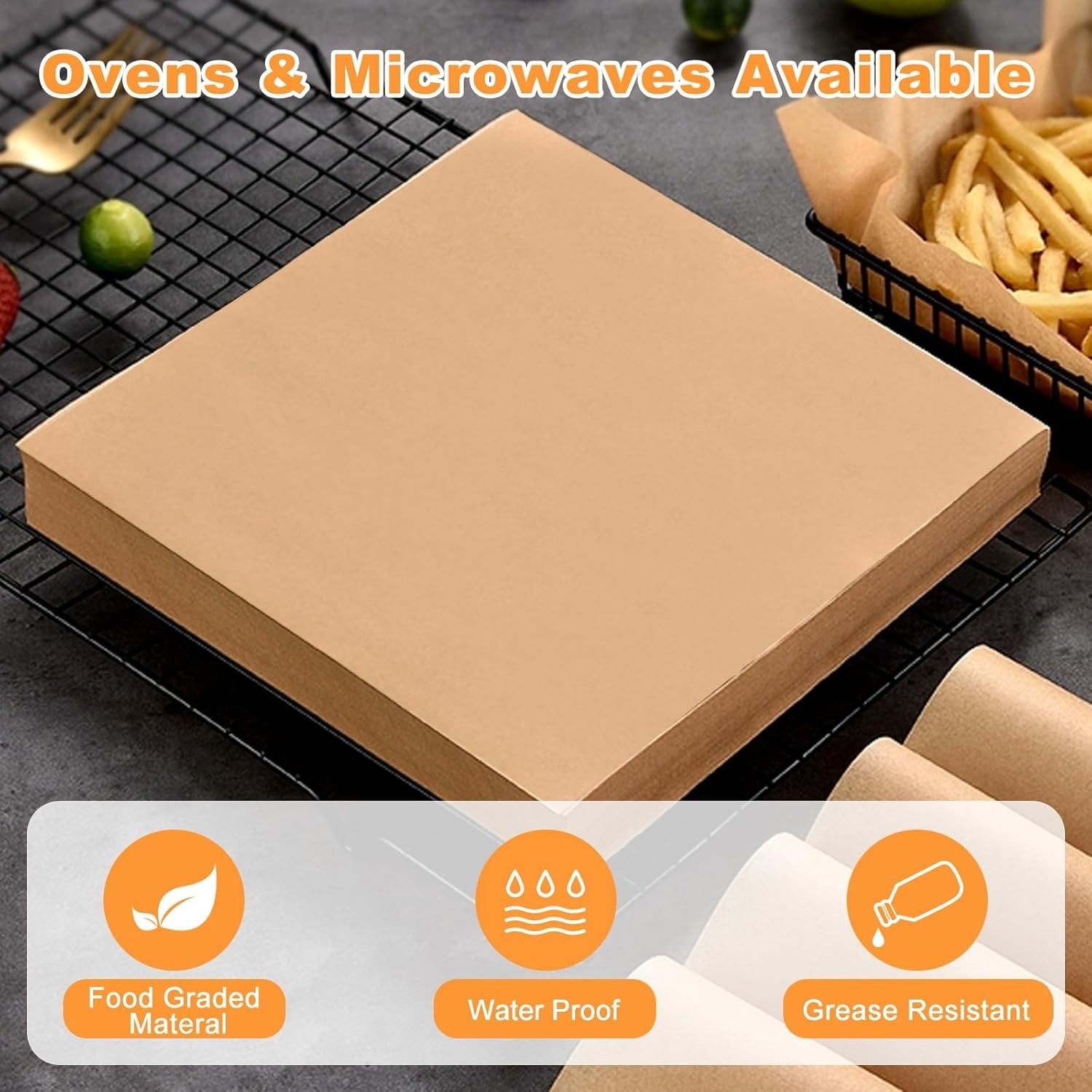.100PCS Deli Wax Paper Sheets 12×12 Greaseproof Food Wrap BBQ Sandwich Paper