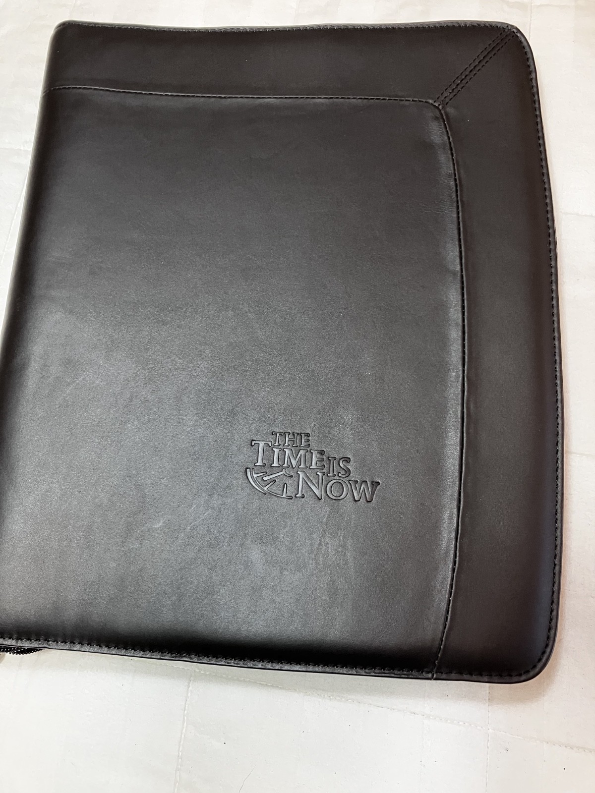 LEEDS Business portfolio notebook/organizer ZIPPERED /Genuine Leather (Time Sys)