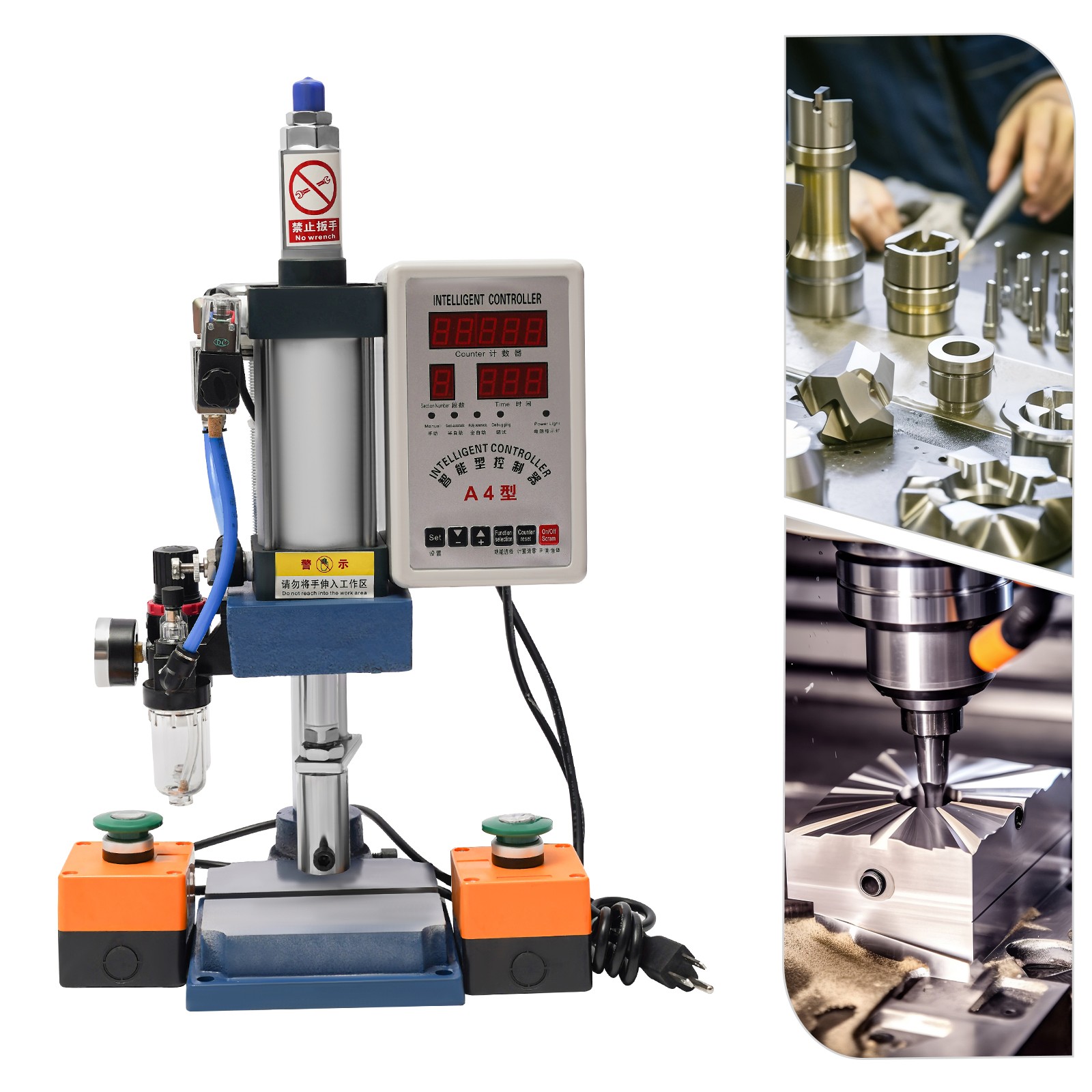 440lb Pneumatic Punch Press Machine Punch Die Hole Φ0.63in Controller 2 Buttons