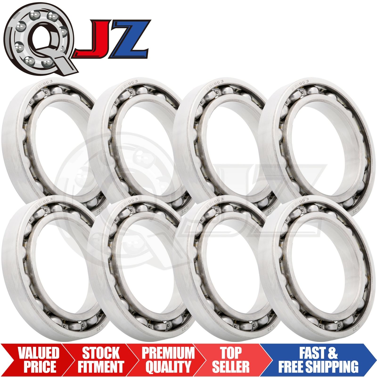[Qty.8] New 6019-OPEN Deep Groove Ball Bearing [95mm Bore x 145mm OD x 24mm W]