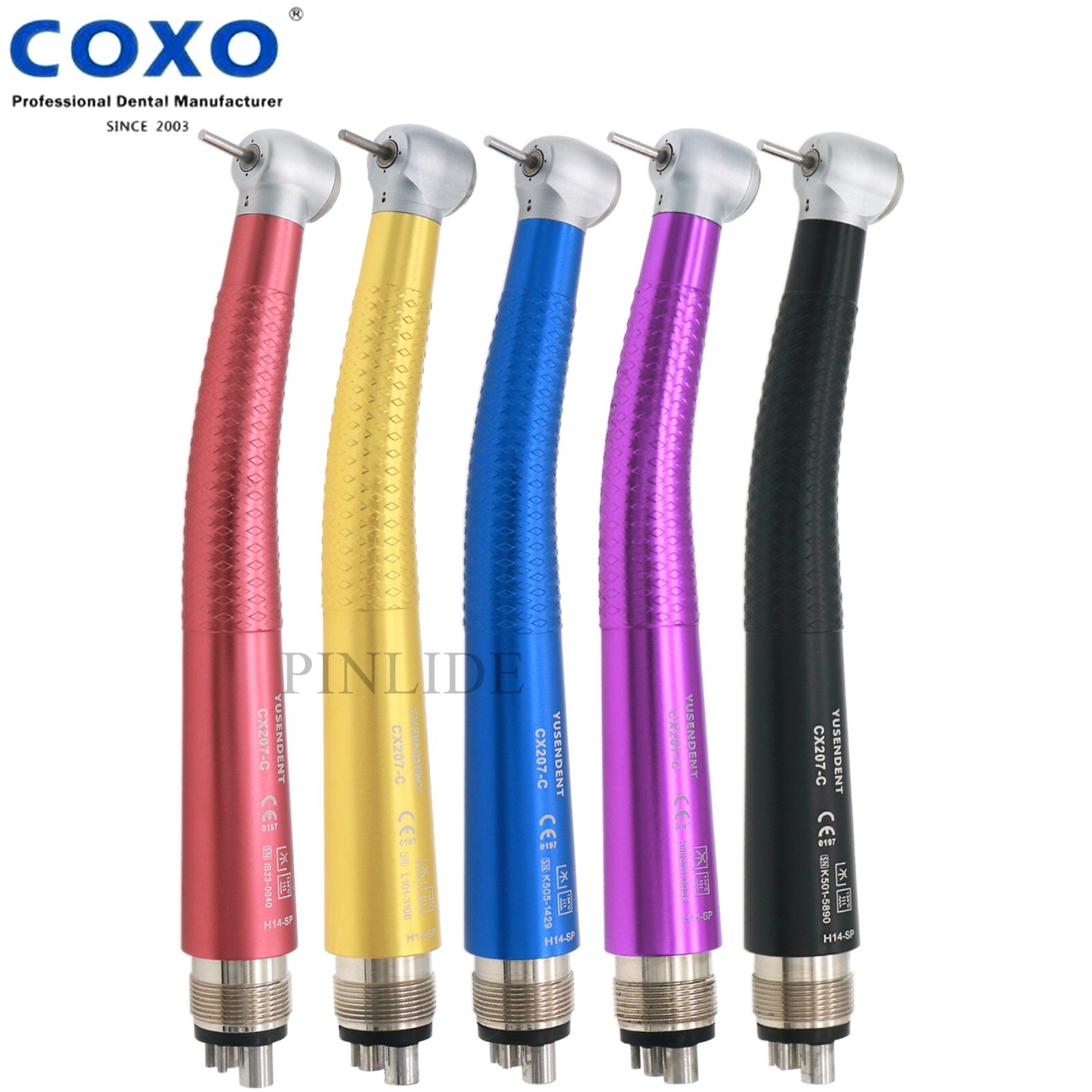 US COXO Dental Colorful High Speed Handpiece Push Button Air Turbine 4 Holes