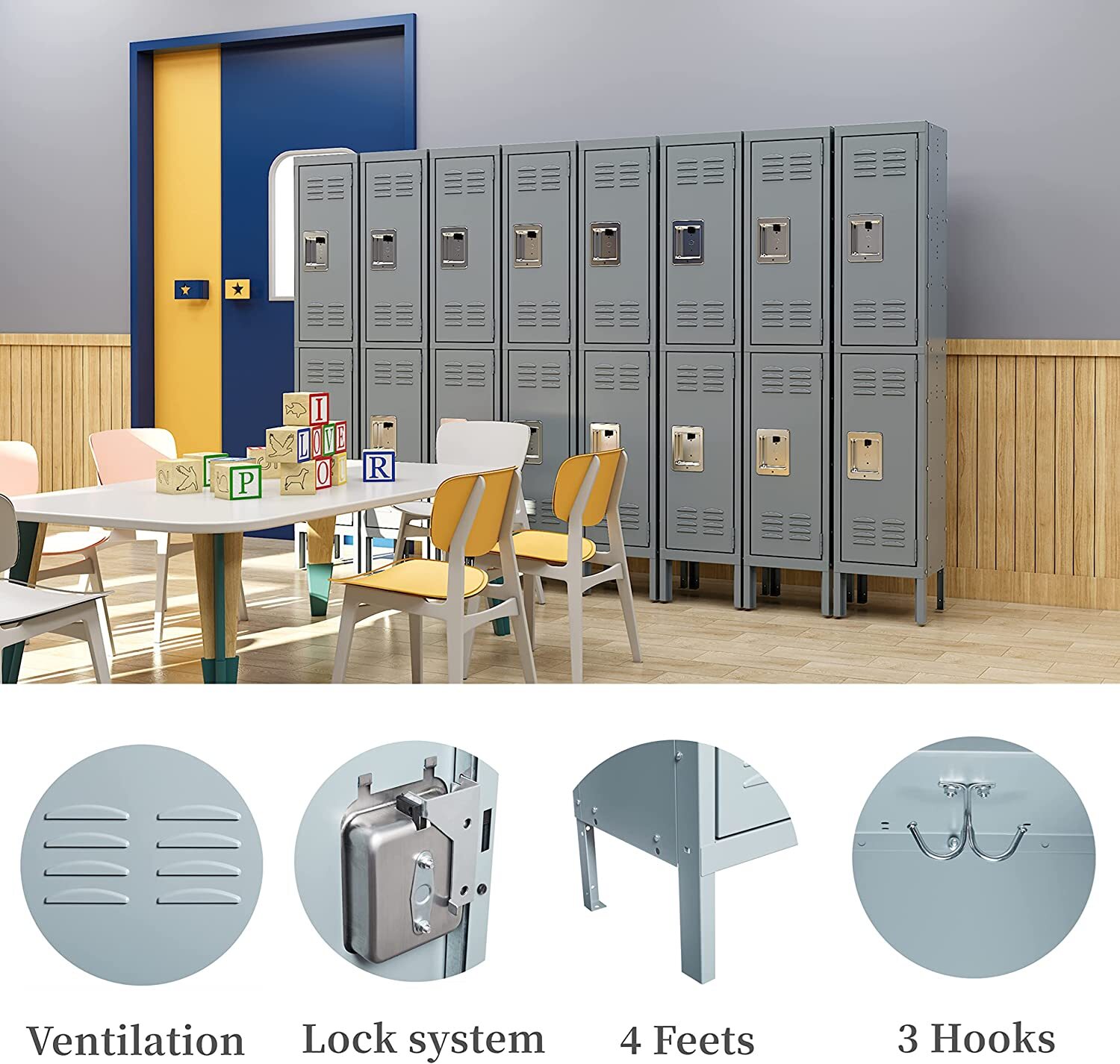 Metal Lockers for Employees Steel Storage Cabinets with Doors for Office School