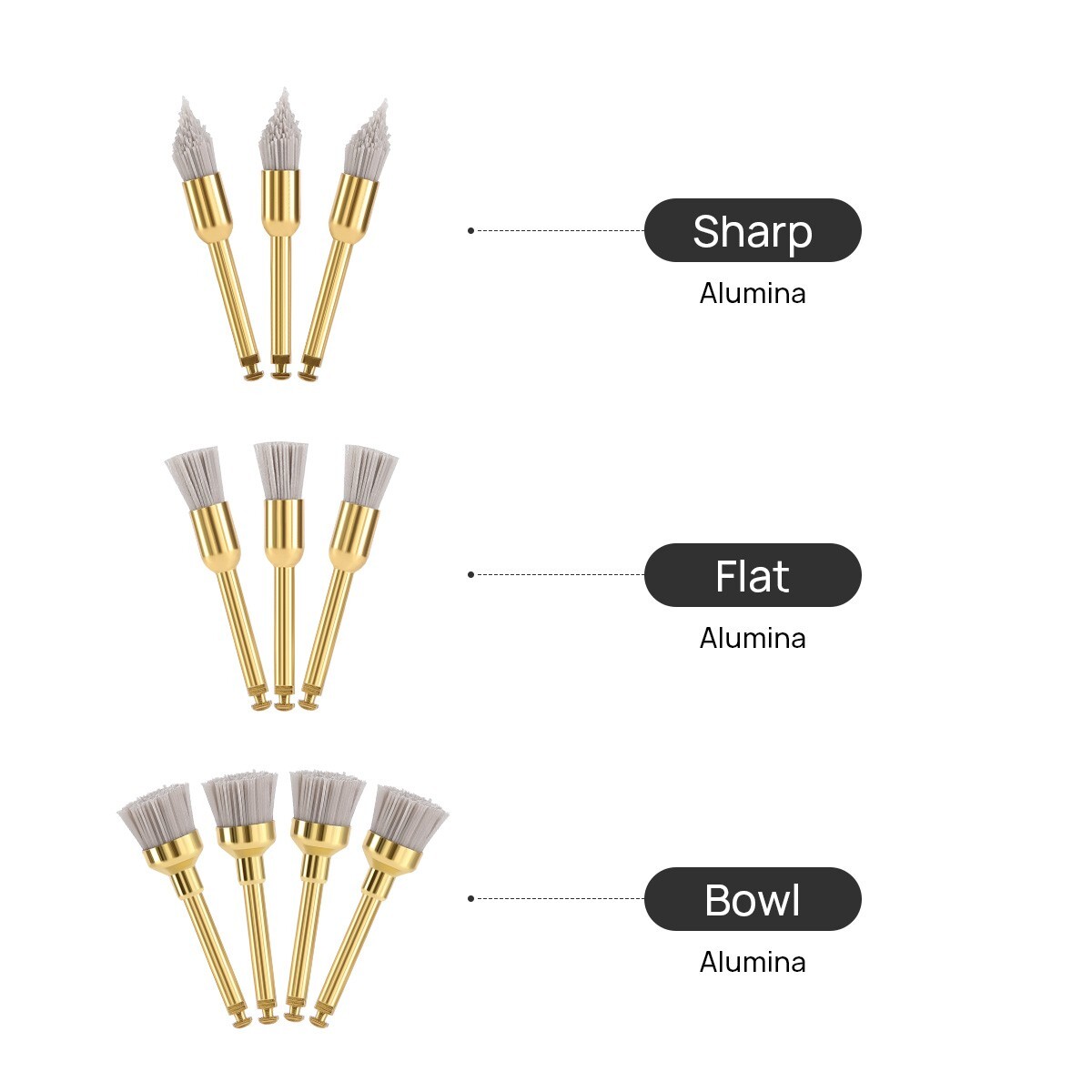 10Pc Dental aluminium oxide Polisher Brush Wheel Polishing For Rotary tools