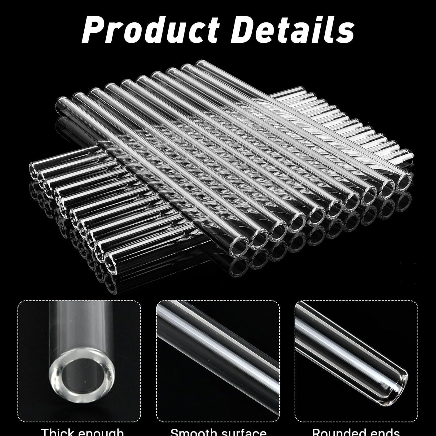 20 Pieces 12 Inches Long Clear Glass Tubes for Art DIY, 12Mm OD 8Mm ID 2Mm Thick