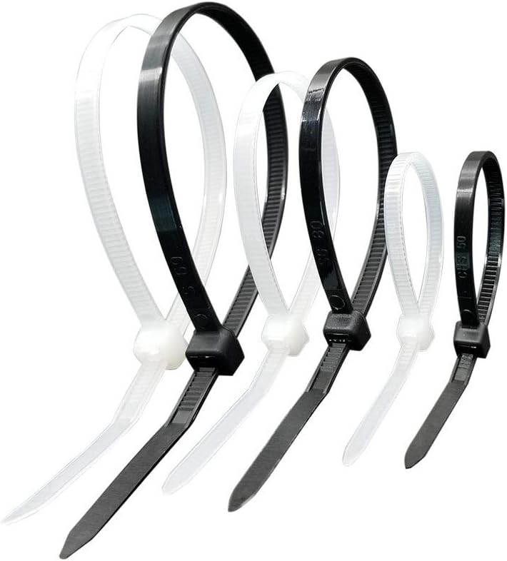 400 Pack Zip Tie Kit Assorted Sizes Black & White Wire Tie Set (4, 6, 8 Inch)