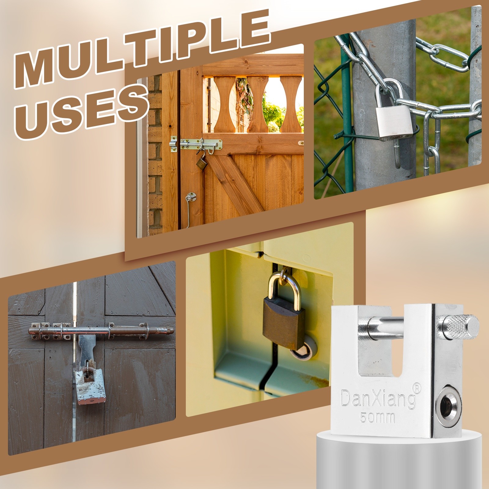 2Pcs 1.6″ High Security Padlock Steel D-Shaped Heavy Duty Locks w 4 Keys