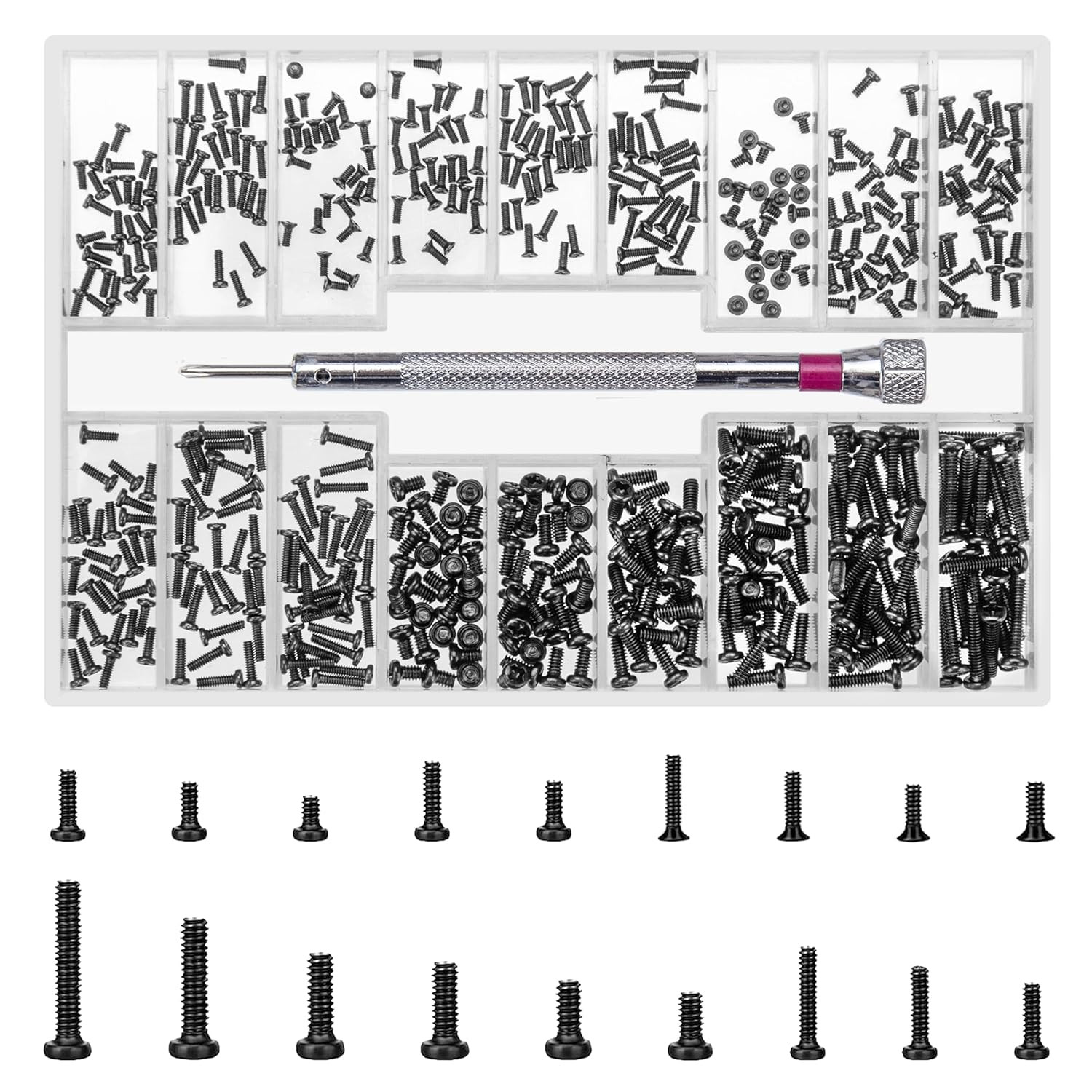 500 Pcs M1.2/M1.4/M2 Laptop Screws, Small Micro Tiny Screws for Electronics, Min