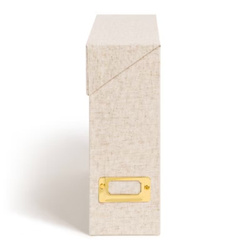 Flip Top File Box Linen Wrapped Beige