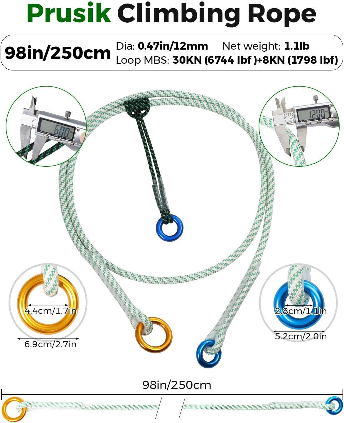 30KN Tree Arborist Friction Saver & Cambium Saver Loop, Heavy-Duty 12MM Polyeste