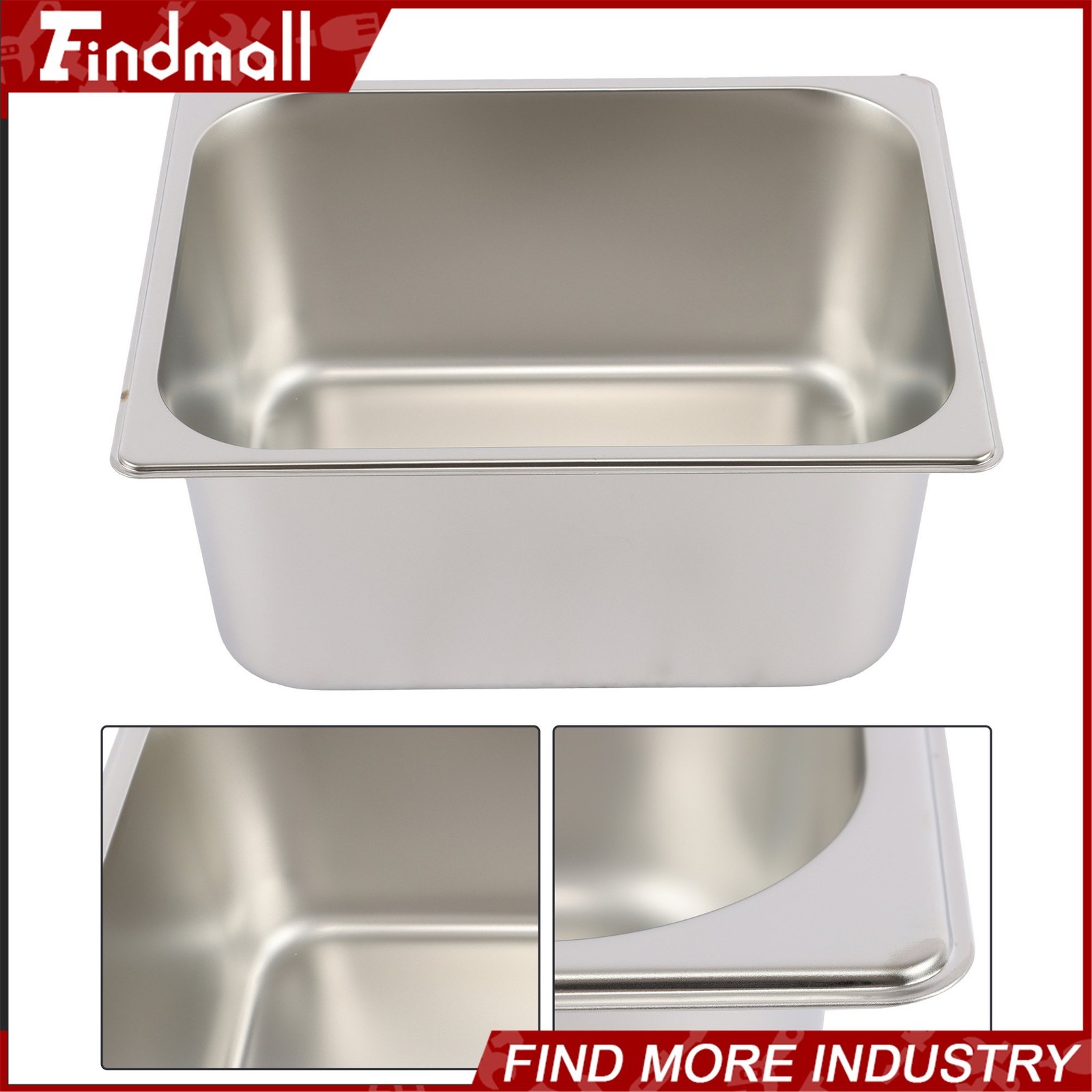 Findmall 2 Pack Hotel Pans 1/2 Size 6″ Deep Stainless Steel Steam Table with Lid